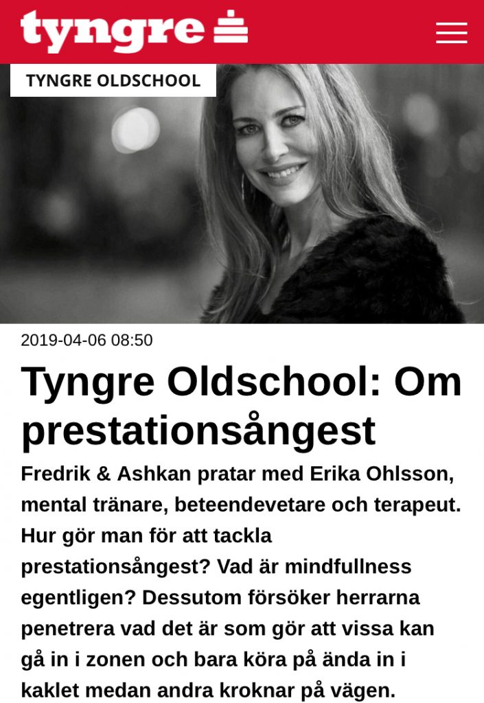 erika ohlsson, tyngre oldschool, beteendevetare, mental tränare, coach, prestationsångest, mindfulness, flow